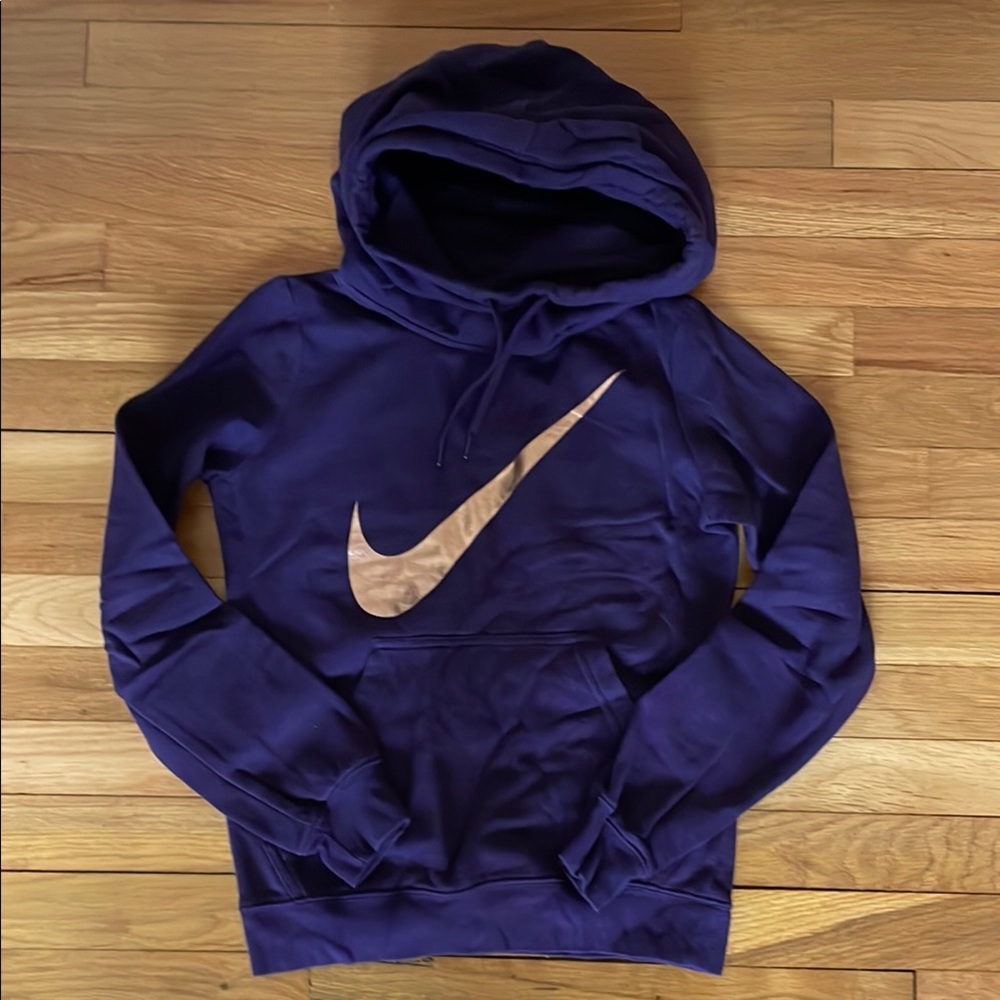 Nike Purple Hoodie with Gold Logo